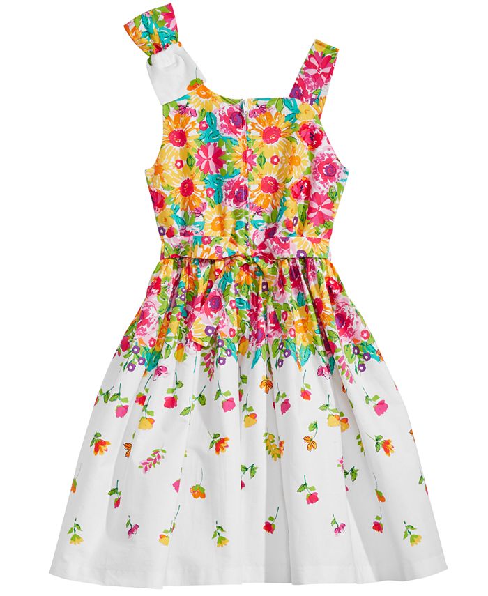 Bonnie Jean Bow-Shoulder Floral-Print Dress, Big Girls - Macy's
