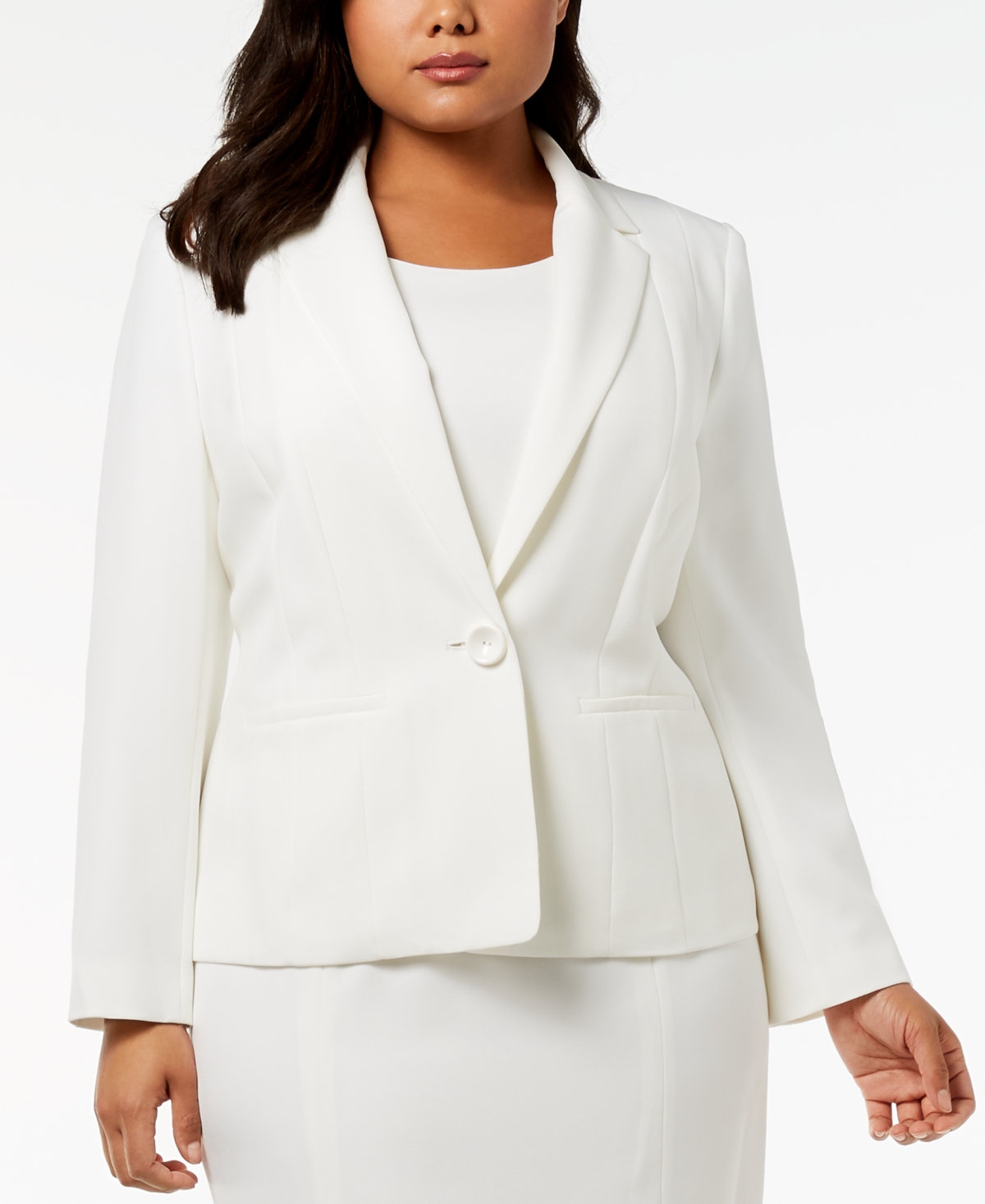 Kasper Plus Size Crepe Jacket Sheath Dress In Tan/beige