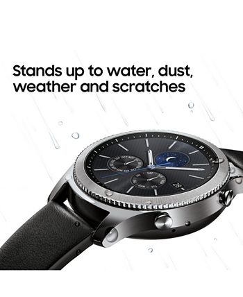 Samsung - Men's Gear S3 classic Smart Watch with 46mm case & Black Leather Strap SM-R770NZSAXAR