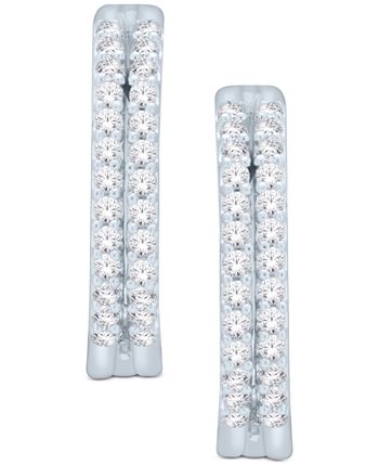 Macy's - Diamond Two-Row Hoop Earrings (1/2 ct. t.w.) in 14k Gold or White Gold