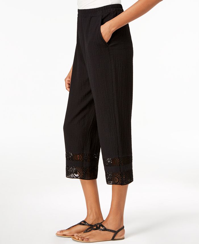 JM Collection Cropped Crochet-Trim Pants, Created for Macy's - Macy's