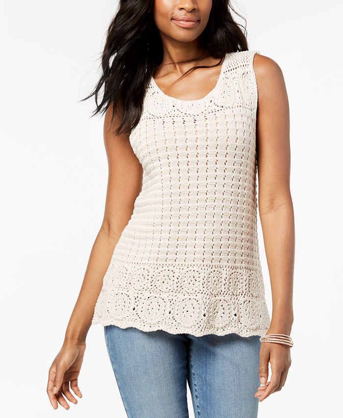 Style & Co Petite Crocheted Tank Top, Created for Macy's - Macy's