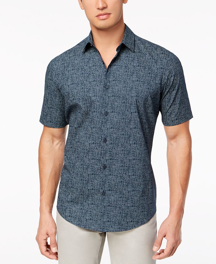 Alfani Men's Flat Collar Printed Shirt, Created for Macy's - Macy's