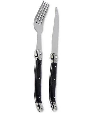 French Home - Laguiole 8-Pc. Faux Onyx Steak Knife & Fork Set