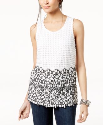 INC International Concepts I.N.C. Embellished Lace Shell, Created for Macy's