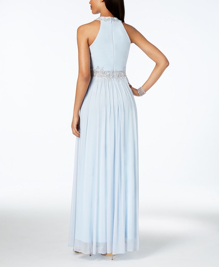 Betsy & Adam Sequined Embroidered Halter Gown - Macy's