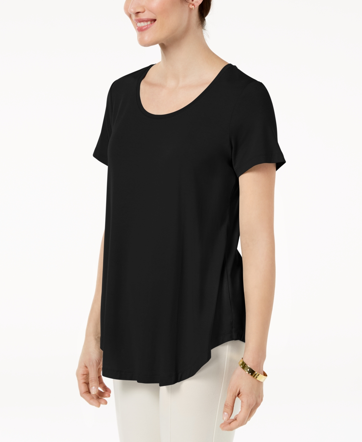 Shop Jm Collection Scoop-neck T-shirt, Created For Macy's In Deep Black