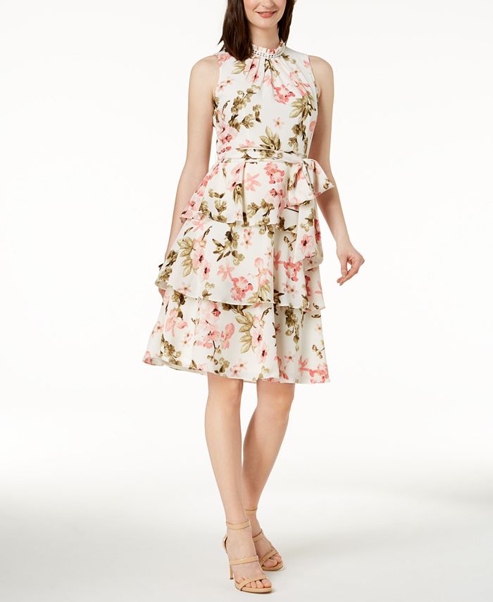 Jessica Howard Petite Printed Tiered Dress Macy's