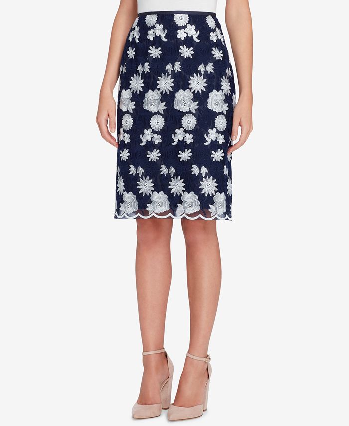 Tahari ASL Embroidered Mesh Skirt - Macy's