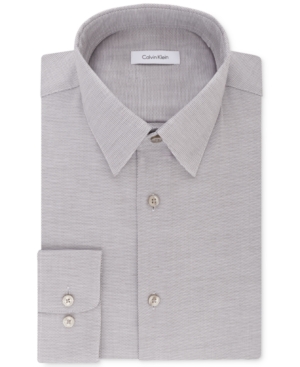 Calvin Klein Men's Steel Classic/regular Non-iron Stretch Performance Dress Shirt In Ash