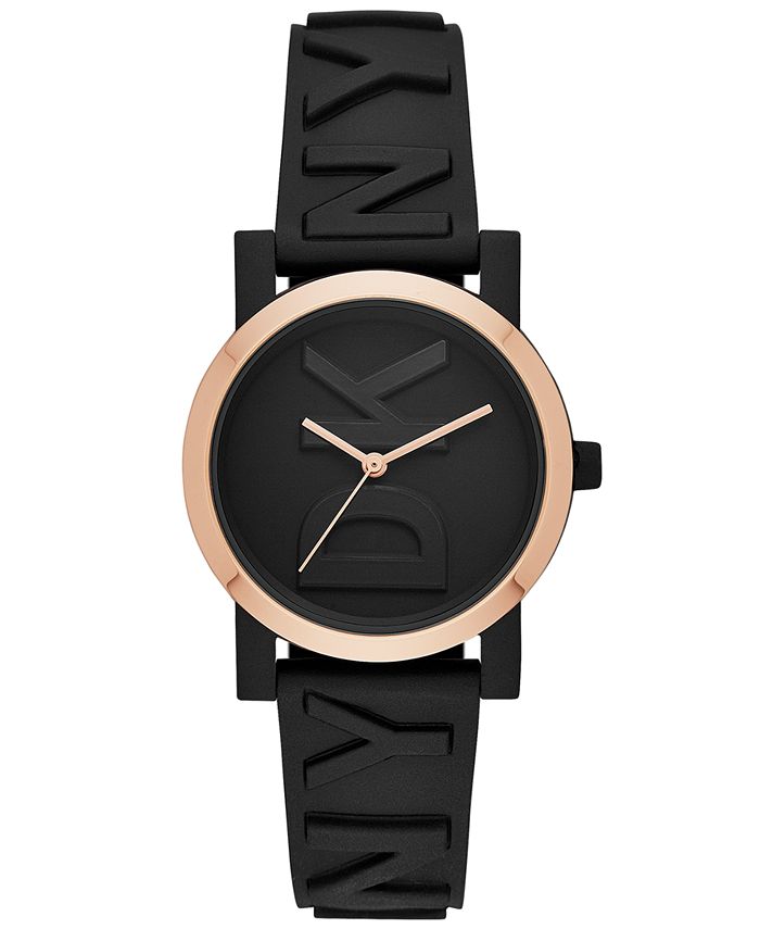 DKNY Women's SoHo Black Silicone Strap Watch 34mm, Created for Macy's ...