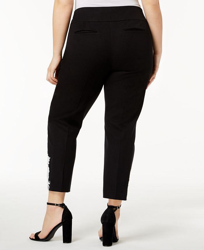 Alfani Plus Size Lace-Hem Pants, Created for Macy's - Macy's