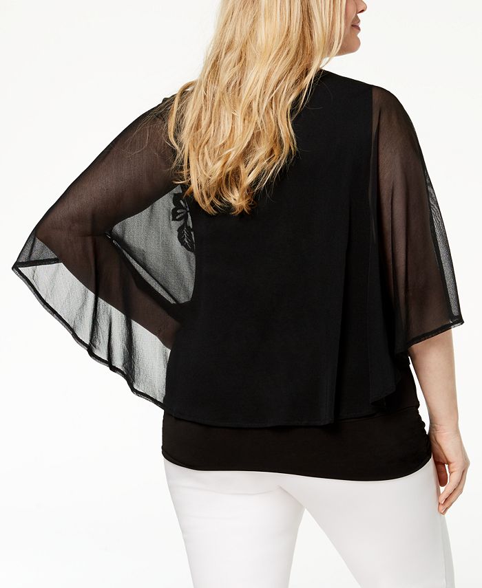 Alfani Plus Size Embroidered Cape Top, Created for Macy's - Macy's
