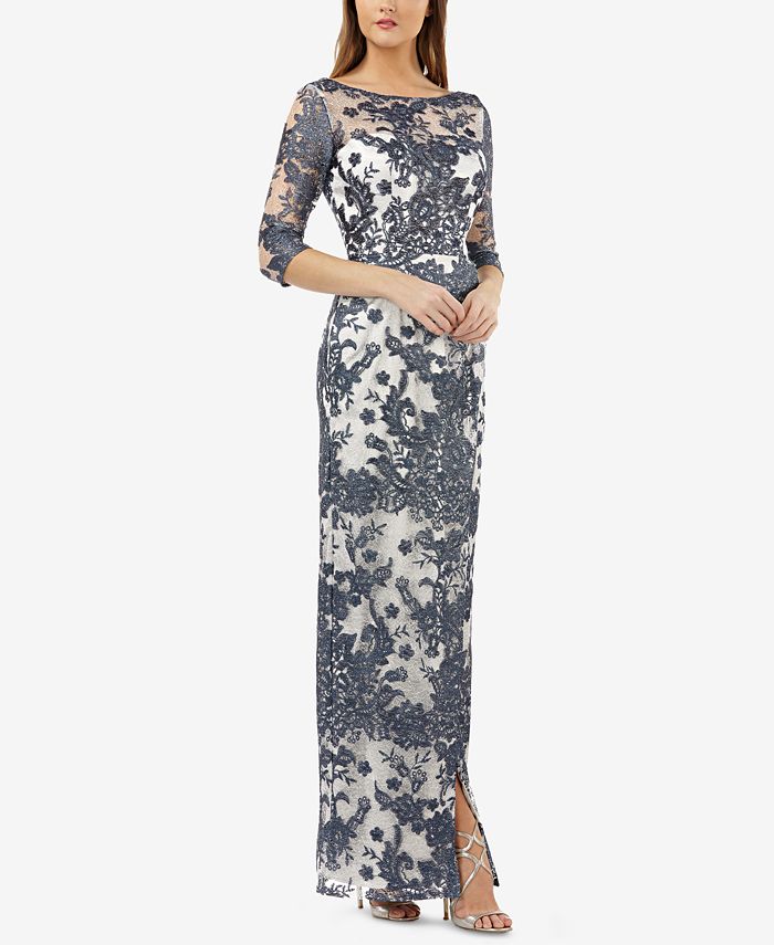 Js collection illusion best sale lace evening dress