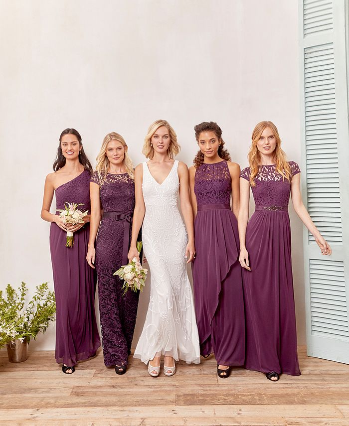 adrianna papell one shoulder embellished gown