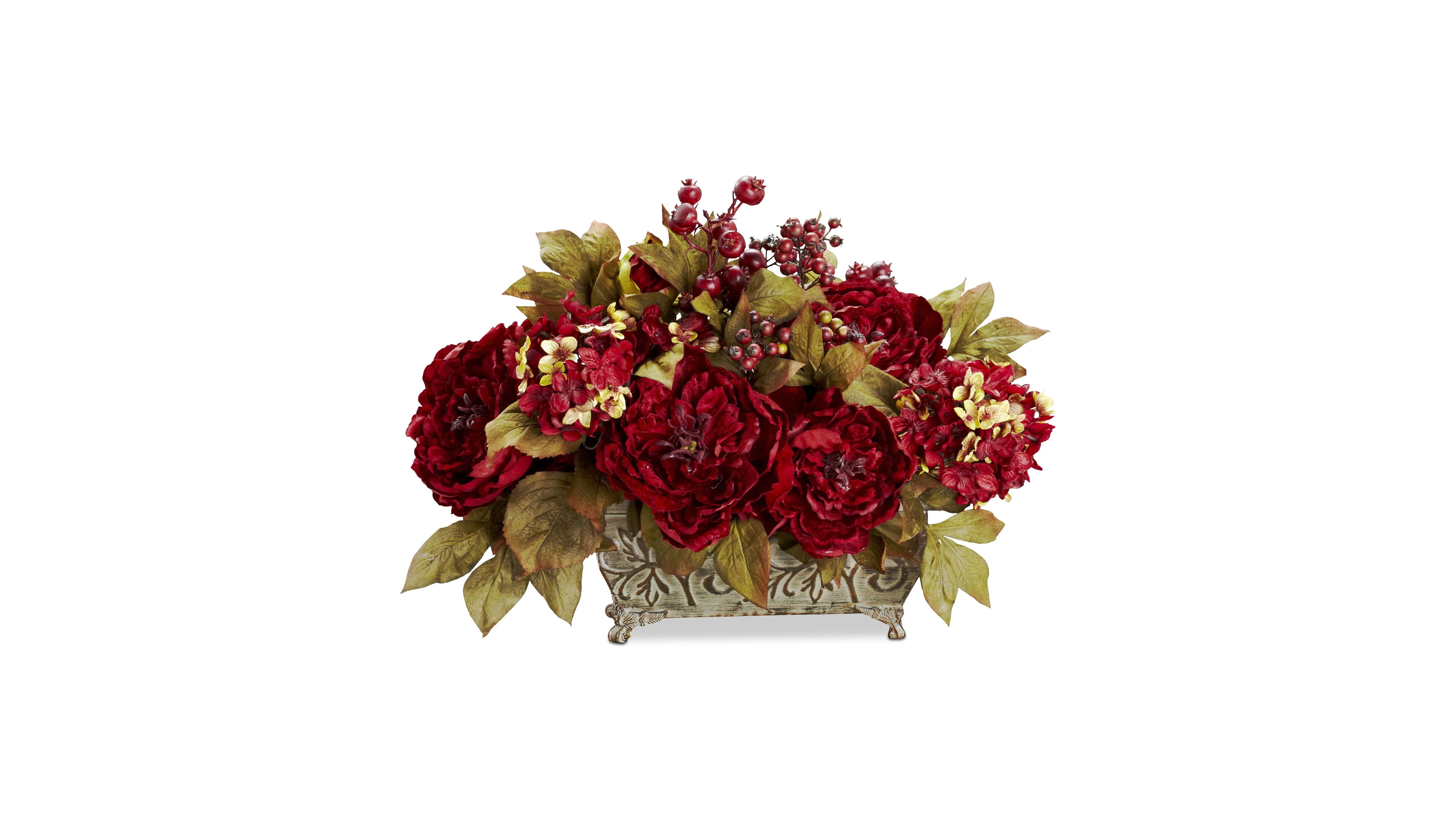 Nearly Natural Peony & Hydrangea Flower Arrangement