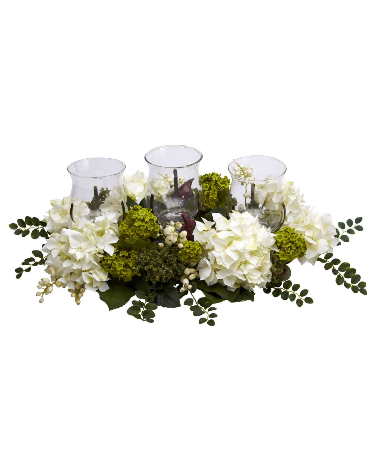 Nearly Natural Snowball Hydrangea Triple Candelabrum