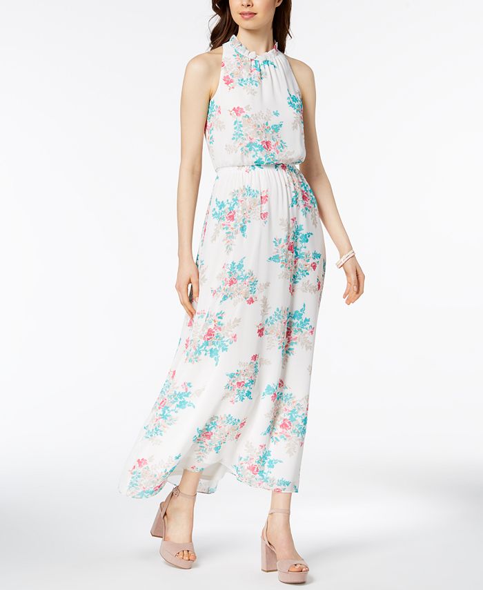 Nine West Floral-Print Ruffle Maxi Dress - Macy's