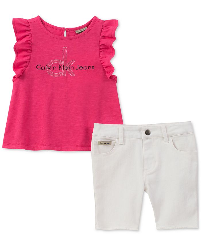 Calvin Klein 2 Pc. Top Denim Shorts Set Toddler Girls Macy s