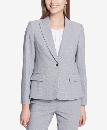 Calvin Klein One-Button Seersucker Jacket & Reviews - Jackets & Blazers -  Women - Macy's