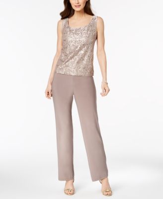 3-Pc. Sequined Lace Pantsuit & Jacket