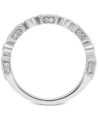 14k White Gold Sapphire (1/3 ct. t.w.) and Diamond (1/5 ct. t.w.) Alternating Ring