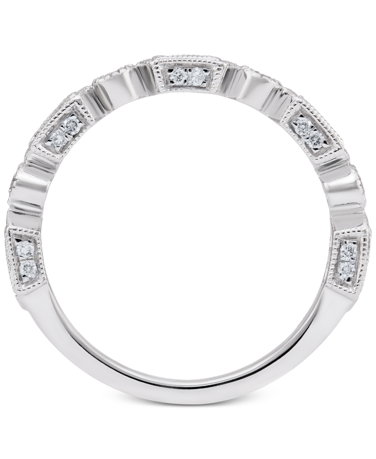 14k White Gold(1/3 ct. t.w.) and Diamond (1/5 ct. t.w.) Alternating Ring - Sapphire