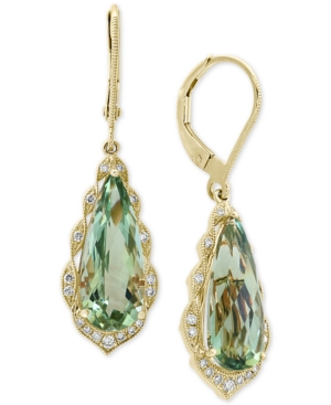 image of Effy Green Quartz (5-9/10 ct. t.w.) & Diamond (1/6 ct. t.w.) Drop Earrings in 14k Gold