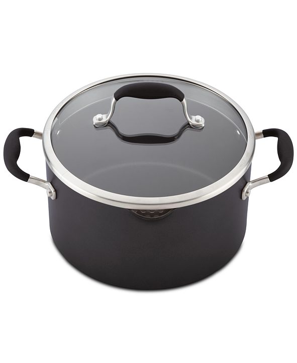 Anolon Advanced Onyx HardAnodized NonStick Straining 6Qt. Stockpot