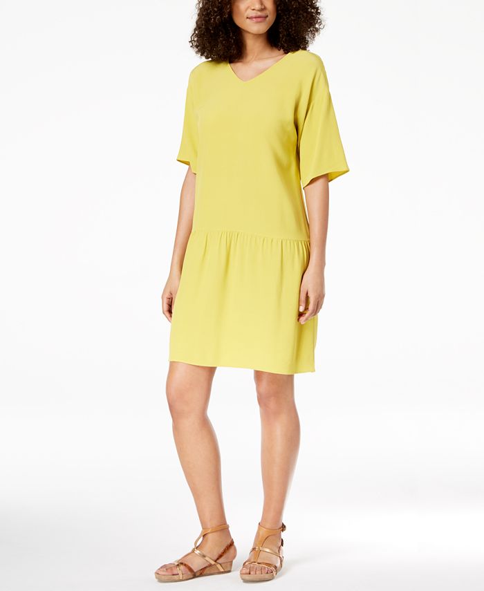 Eileen Fisher Tencel Crepe Drop Waist Dress Macy s