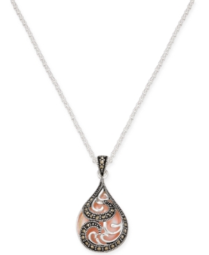 image of Marcasite & Pink Shell Teardrop 18