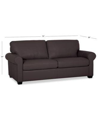 Orid 77" Leather Roll Arm Apartment Sofa, Created for Macy's
