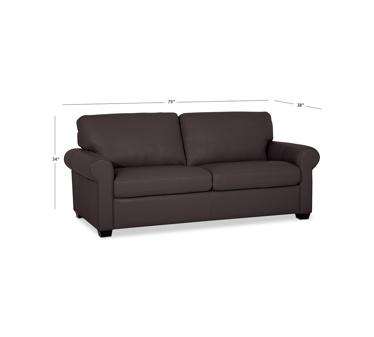 Macy's Orid 77" Leather Roll Arm Apartment Sofa, Created For