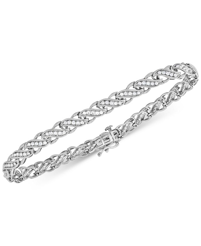 Macy's Diamond Swirl Link Bracelet (1 ct. t.w.) in 14k White Gold Macy's