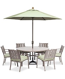 Wayland Outdoor Aluminum 7-Pc. Dining Set (60" Round Dining Table & 6 Dining Chairs), Created for Macy's