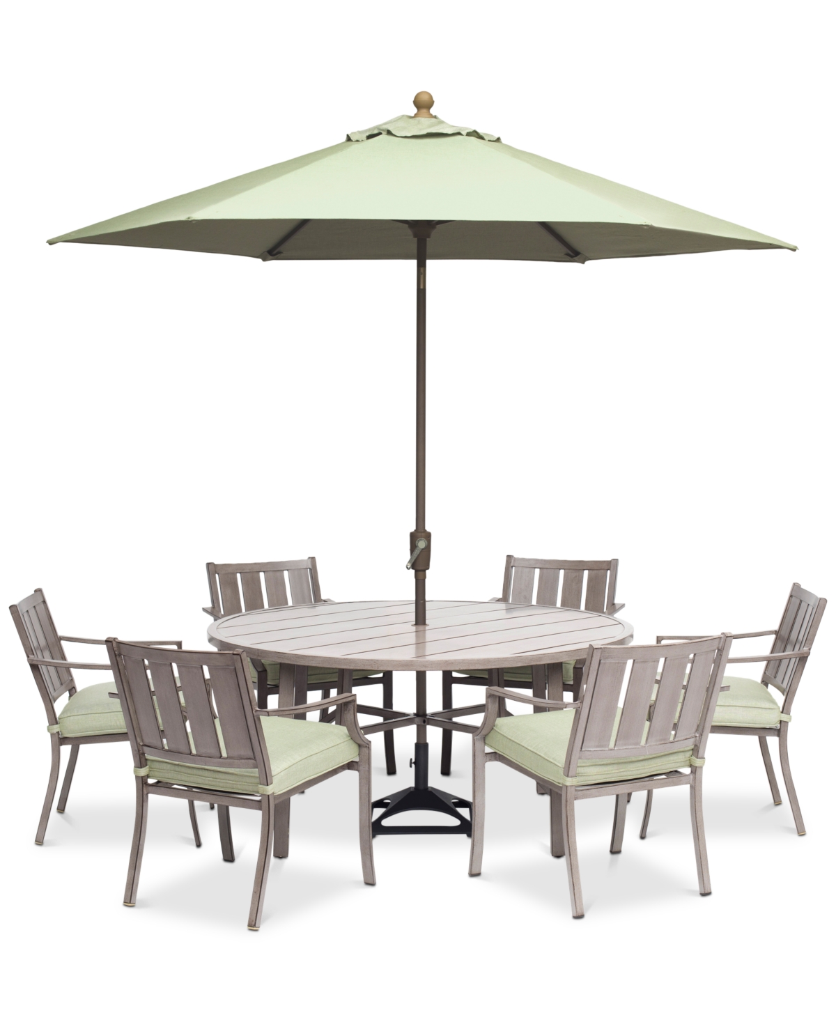 Agio Wayland Outdoor Aluminum 7-pc. Dining Set (60" Round Dining Table & 6 Dining Chairs) With Sunbrella In Sunbrella Cast Oasis