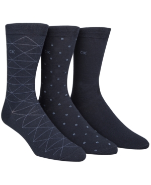 Calvin Klein Men's Socks Fashion Geometric Crew 3 Pack