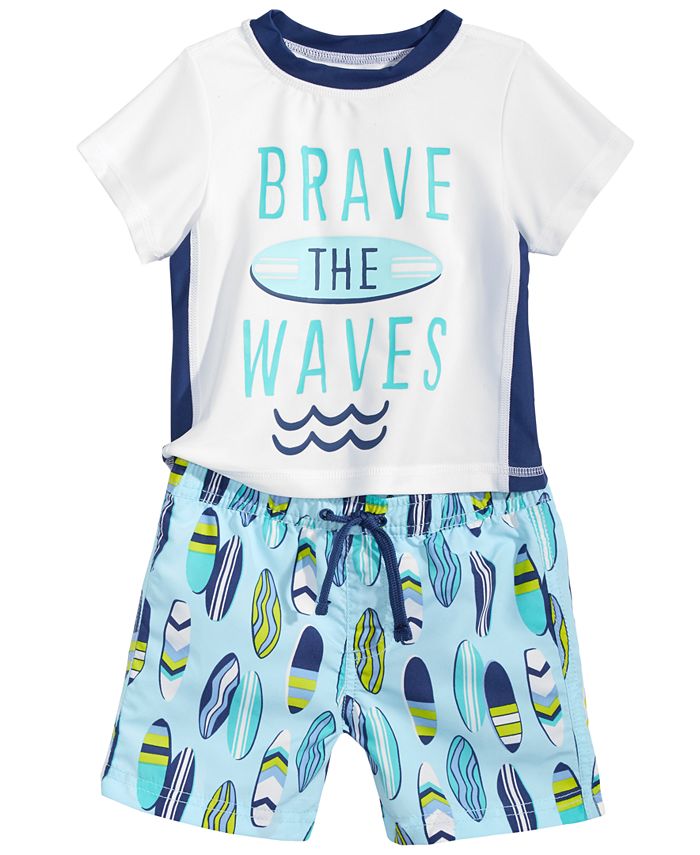 First Impressions 2Pc. Rash Guard & Swim Trunks Set, Baby Boys