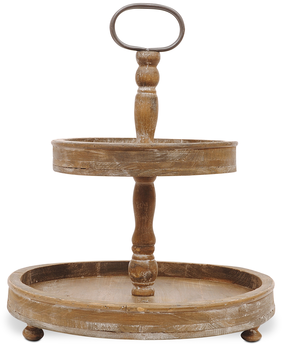 UPC 807472771199 product image for Round Decorative Wood 2-Tier Tray | upcitemdb.com