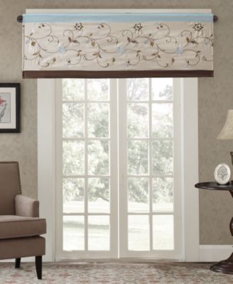 Madison Park - Serene 50" x 18" Colorblocked Embroidered Rod Pocket Window Valance