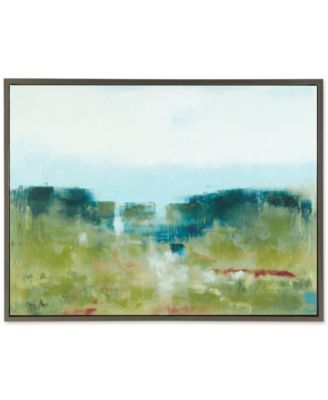 Madison Park Signature - Morning Fields Green Framed Hand-Embellished Canvas Print