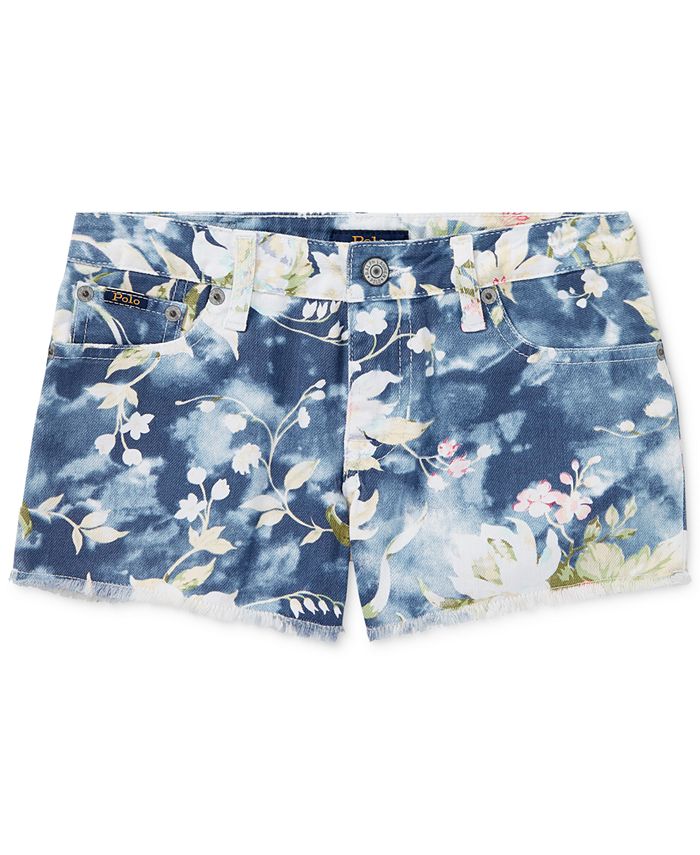 Polo Ralph Lauren Floral-Print Cotton Denim Shorts, Big Girls - Macy's