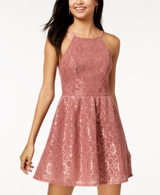 juniors lace fit and flare dress