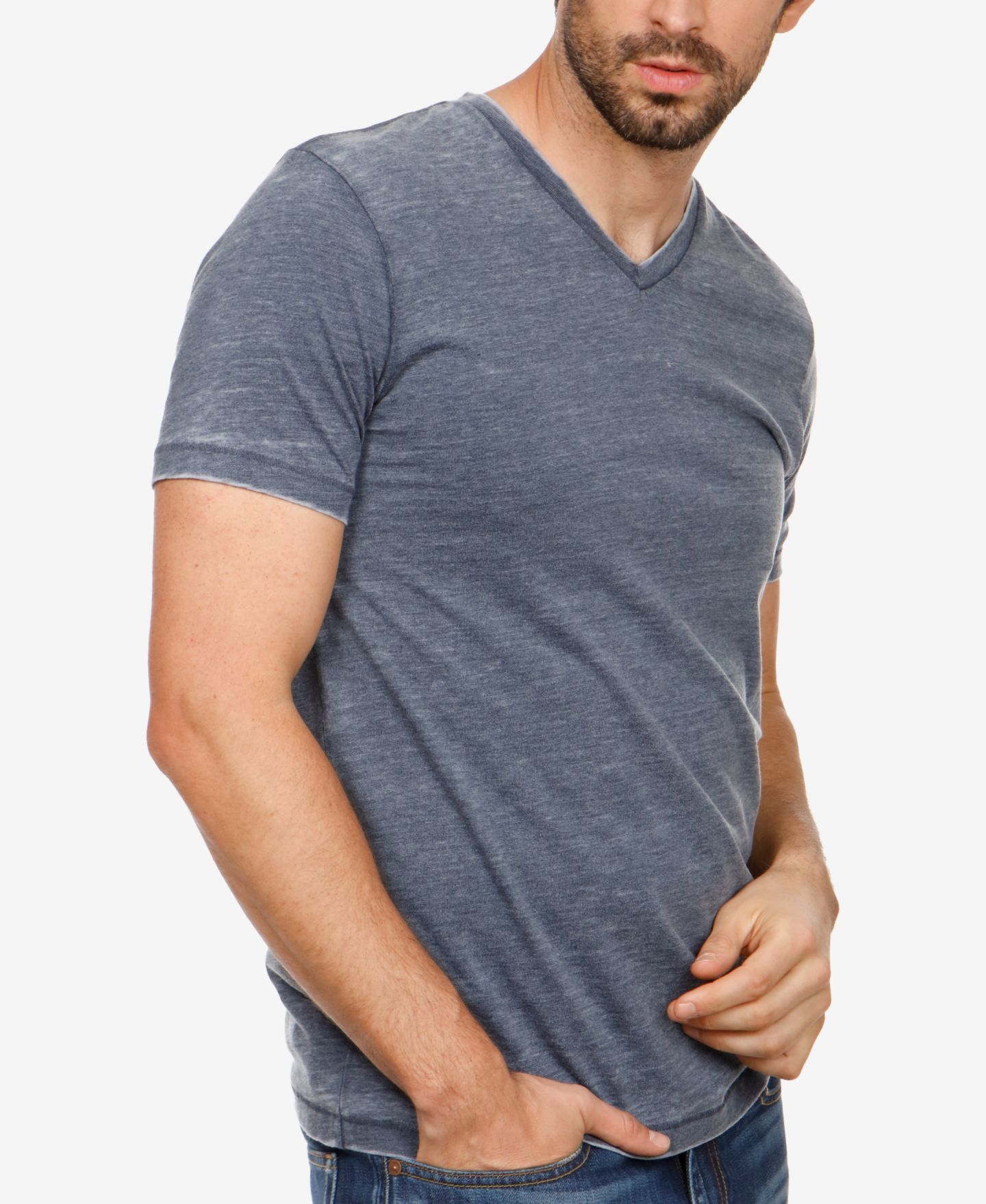 Мужская футболка Lucky Brand Burnout V-Neck Short Sleeve, цвет: Тёмно-синий — фото 3