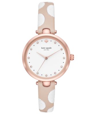 kate spade new york - Women's Holland Nude & White Leather Strap Watch 34mm