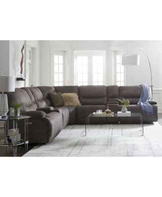 Furniture CLOSEOUT! Felyx 6-Pc. Fabric Sectional Sectional Sofa With 2 Power Recliners, Power Headrests, Console And USB Power Outlet