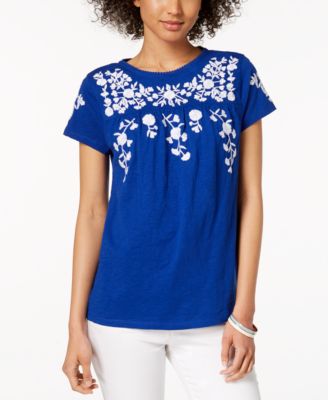 Charter Club - Petite Embroidered Babydoll Top