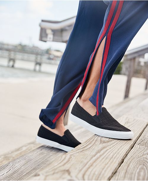 sperry perforated slip on sneakers