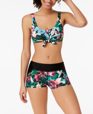 swimming crop top and shorts