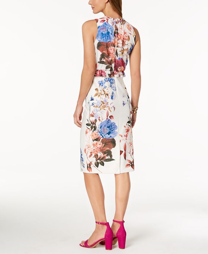 Ivanka Trump Floral-Print Peplum Dress - Macy's